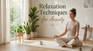 Person practicing deep breathing relaxation technique for anxiety relief