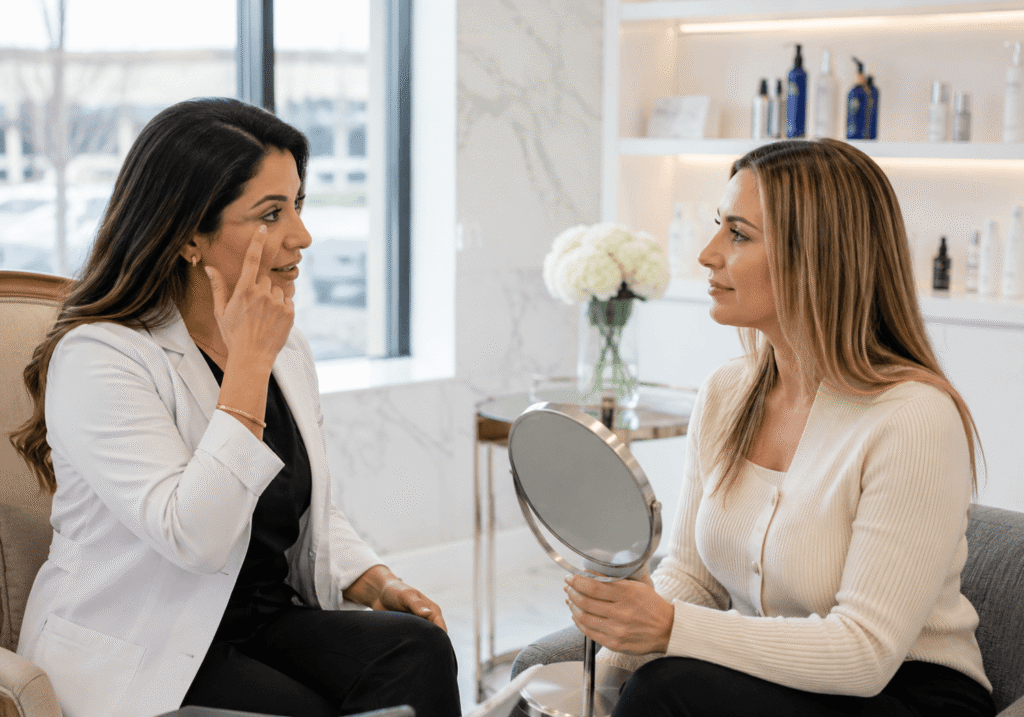 Eye rejuvenation consultation at Diamond Aesthetics Brampton
